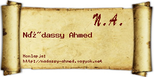 Nádassy Ahmed névjegykártya